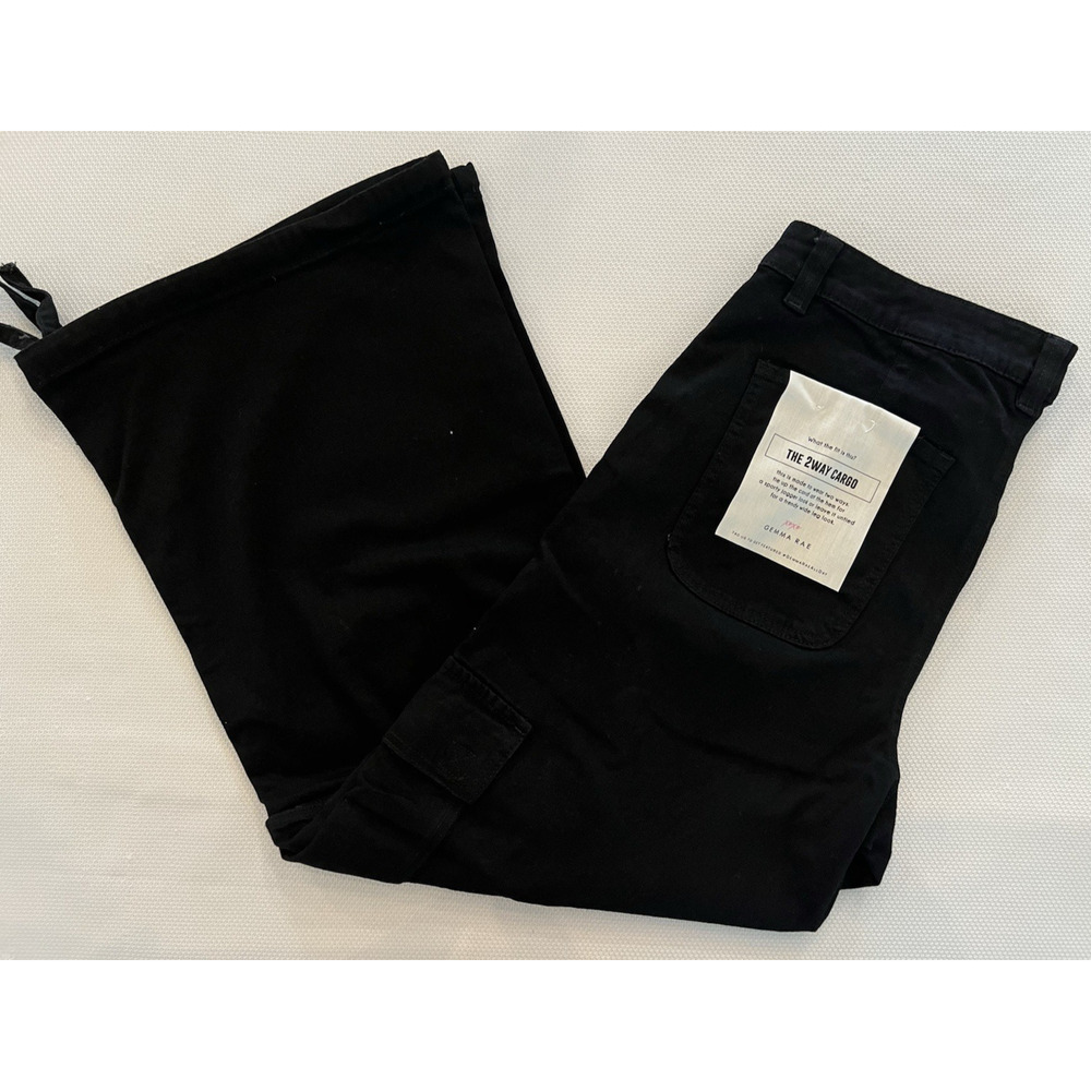 GEMMA RAE 16W Wide Leg Cargo‎ Jeans NWT Baggy BLACK Denim Stretch Y2K STREETWEAR
